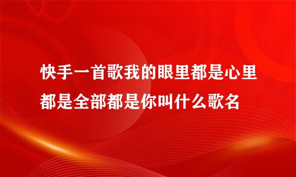 快手一首歌我的眼里都是心里都是全部都是你叫什么歌名