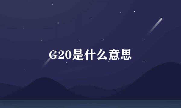 G20是什么意思