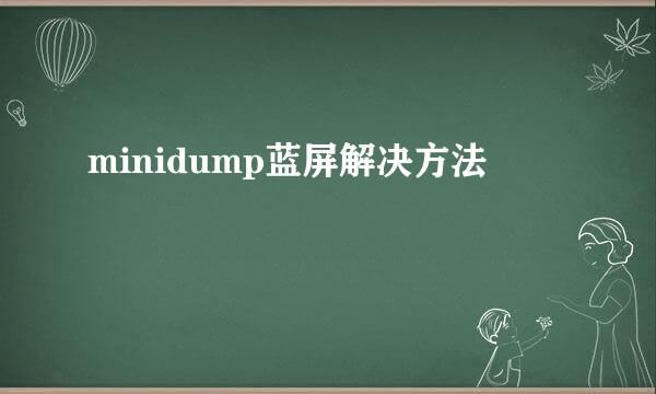 minidump蓝屏解决方法