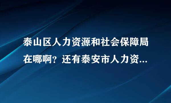 泰山区人力资源和社会保障局在哪啊？还有泰安市人力资源和社会保障局地址？我要办理申请工程师资过跟粮劳格证。