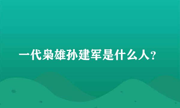 一代枭雄孙建军是什么人？