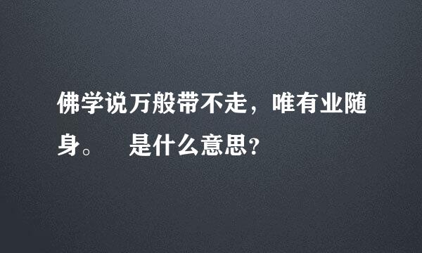 佛学说万般带不走，唯有业随身。 是什么意思？