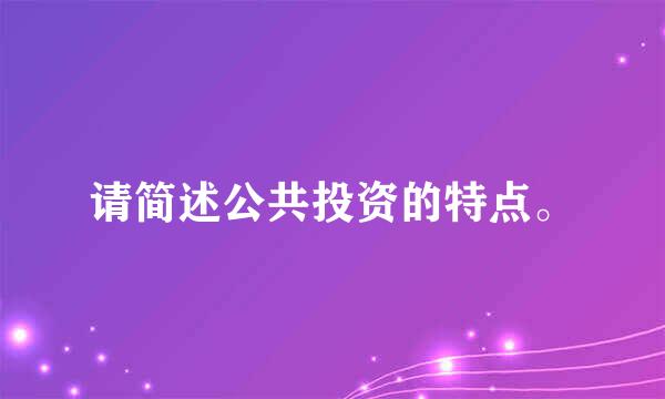 请简述公共投资的特点。