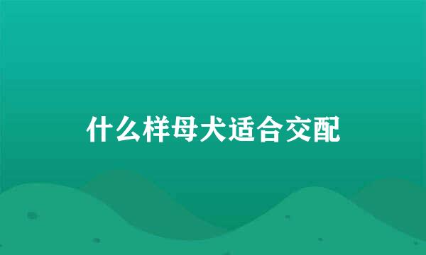 什么样母犬适合交配