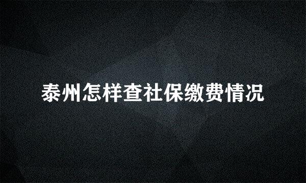 泰州怎样查社保缴费情况