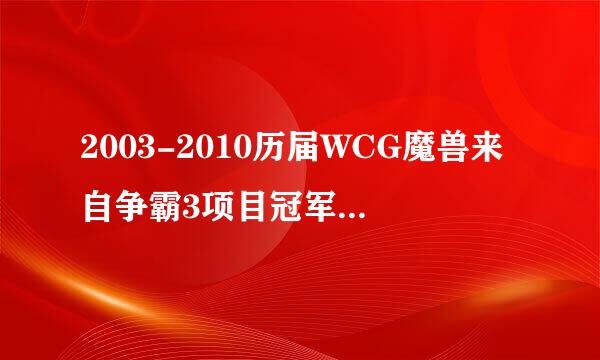 2003-2010历届WCG魔兽来自争霸3项目冠军亚军季军名单