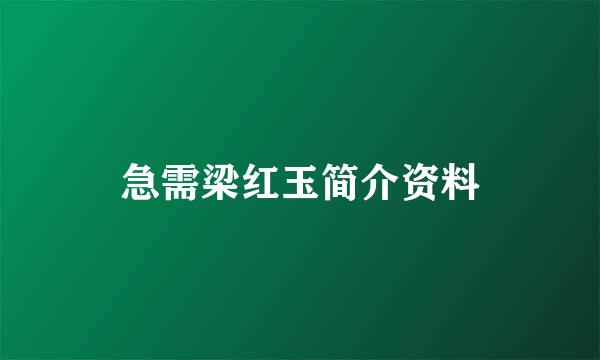 急需梁红玉简介资料