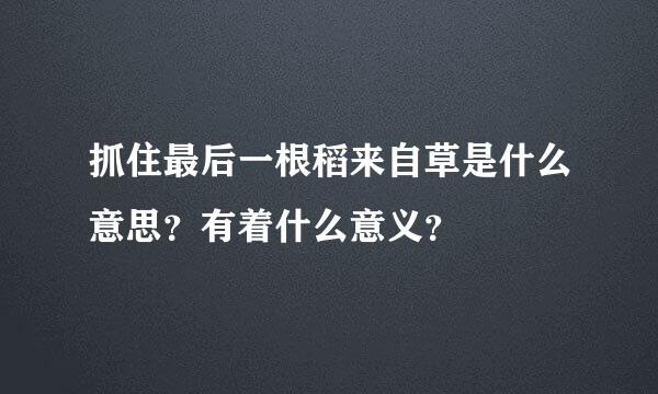 抓住最后一根稻来自草是什么意思？有着什么意义？