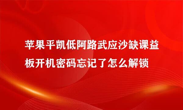 苹果平凯低阿路武应沙缺课益板开机密码忘记了怎么解锁