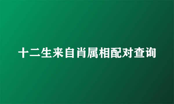 十二生来自肖属相配对查询