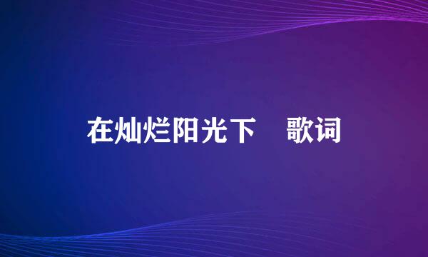 在灿烂阳光下 歌词