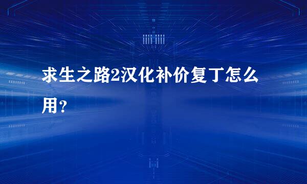 求生之路2汉化补价复丁怎么用？