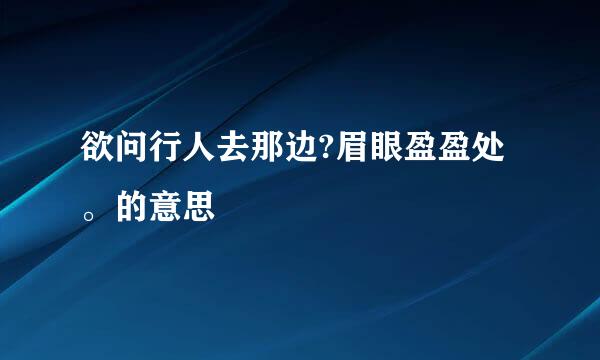 欲问行人去那边?眉眼盈盈处。的意思