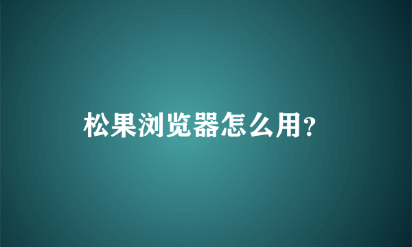 松果浏览器怎么用？