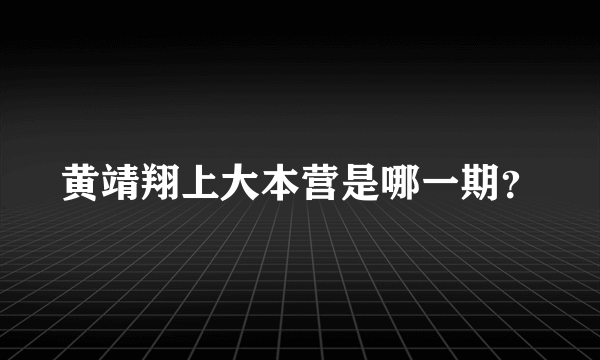 黄靖翔上大本营是哪一期？