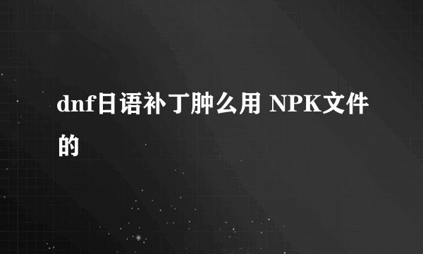 dnf日语补丁肿么用 NPK文件的