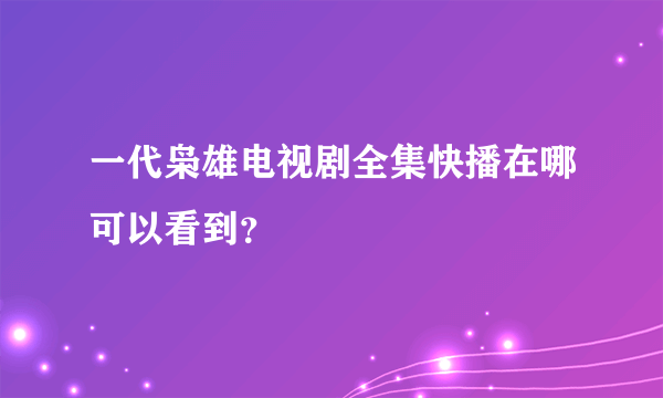 一代枭雄电视剧全集快播在哪可以看到？