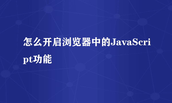 怎么开启浏览器中的JavaScript功能