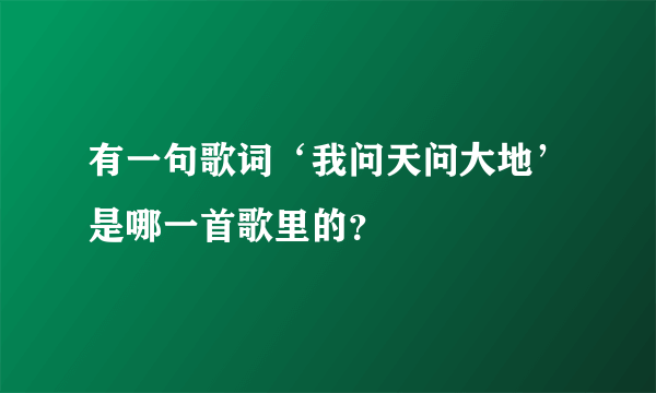 有一句歌词‘我问天问大地’是哪一首歌里的？