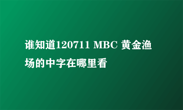 谁知道120711 MBC 黄金渔场的中字在哪里看