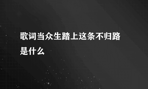 歌词当众生踏上这条不归路 是什么