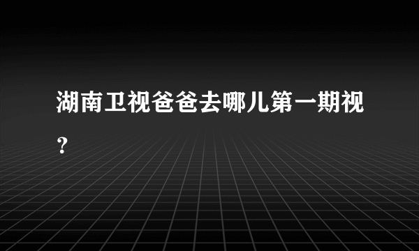 湖南卫视爸爸去哪儿第一期视？