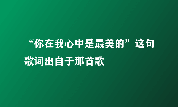 “你在我心中是最美的”这句歌词出自于那首歌