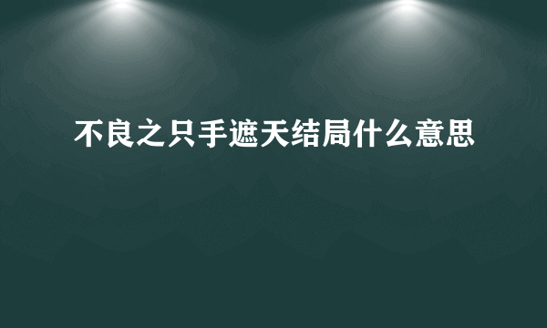 不良之只手遮天结局什么意思