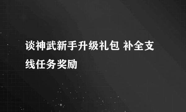 谈神武新手升级礼包 补全支线任务奖励