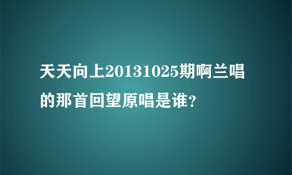 天天向上20131025期啊兰唱的那首回望原唱是谁？