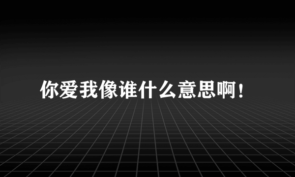 你爱我像谁什么意思啊！