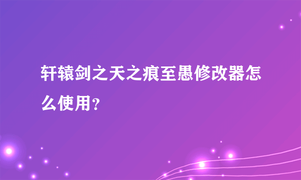 轩辕剑之天之痕至愚修改器怎么使用？