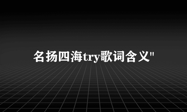 名扬四海try歌词含义