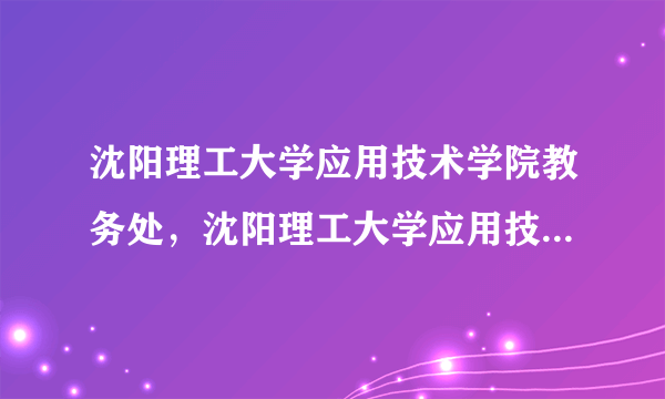 沈阳理工大学应用技术学院教务处，沈阳理工大学应用技术学院教务处机械系07级工业工程071032的导员