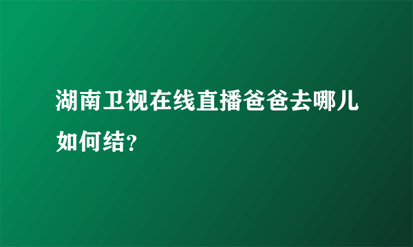 湖南卫视在线直播爸爸去哪儿如何结？