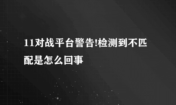 11对战平台警告!检测到不匹配是怎么回事