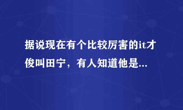 据说现在有个比较厉害的it才俊叫田宁，有人知道他是干啥的不？我觉得他好帅啊