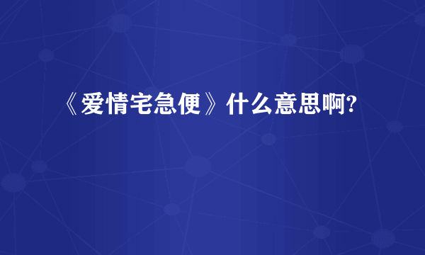 《爱情宅急便》什么意思啊?