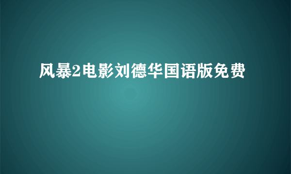 风暴2电影刘德华国语版免费