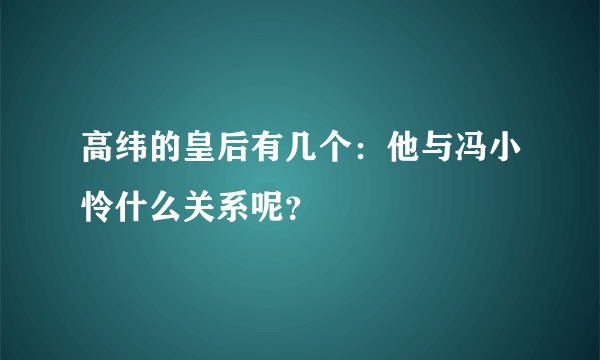 高纬的皇后有几个：他与冯小怜什么关系呢？