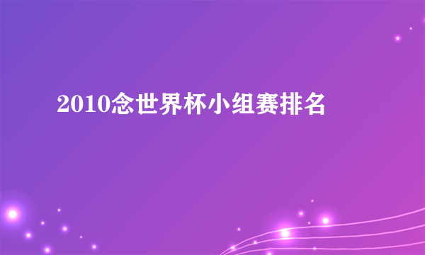 2010念世界杯小组赛排名