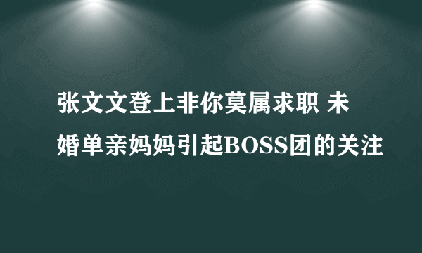 张文文登上非你莫属求职 未婚单亲妈妈引起BOSS团的关注