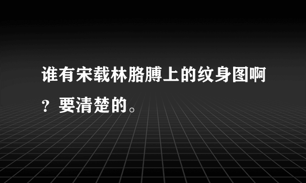 谁有宋载林胳膊上的纹身图啊？要清楚的。