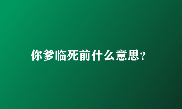 你爹临死前什么意思？