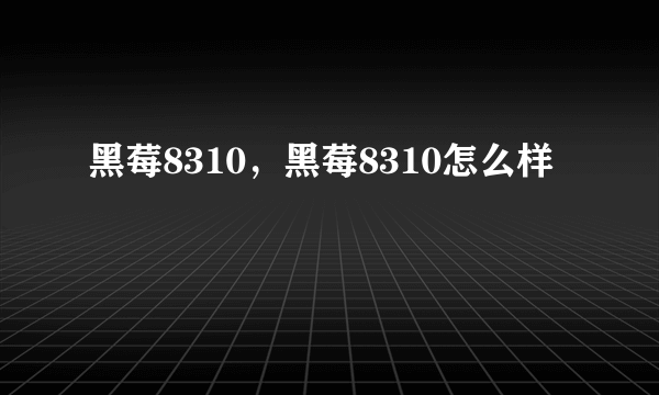 黑莓8310，黑莓8310怎么样