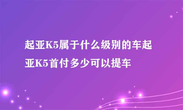 起亚K5属于什么级别的车起亚K5首付多少可以提车