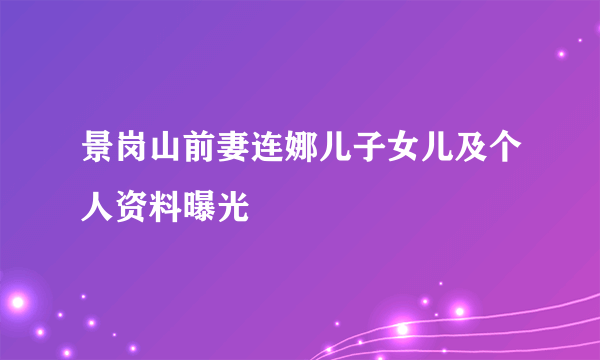 景岗山前妻连娜儿子女儿及个人资料曝光