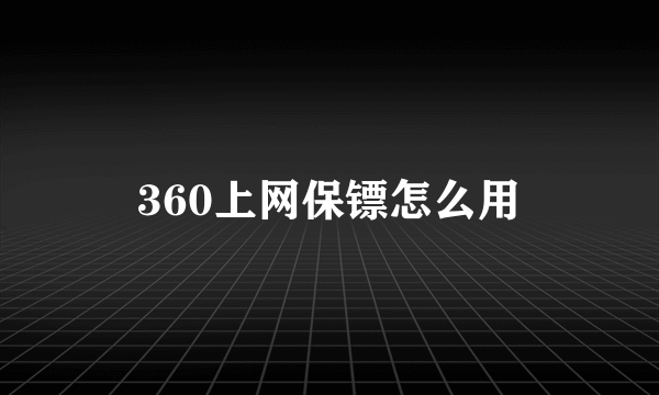 360上网保镖怎么用