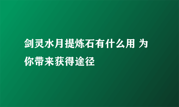 剑灵水月提炼石有什么用 为你带来获得途径