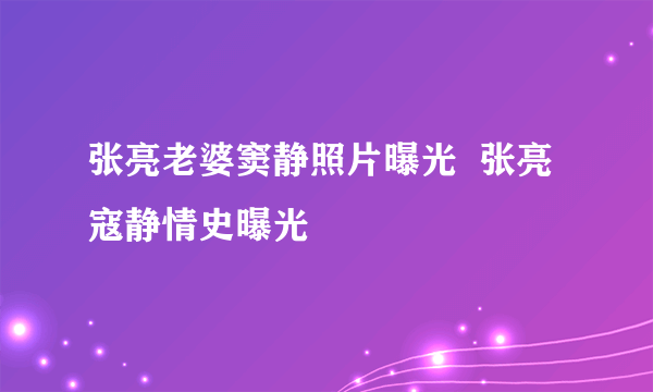 张亮老婆窦静照片曝光  张亮寇静情史曝光